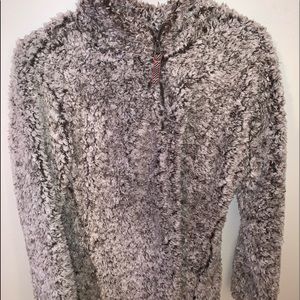 fuzzy jacket half zip